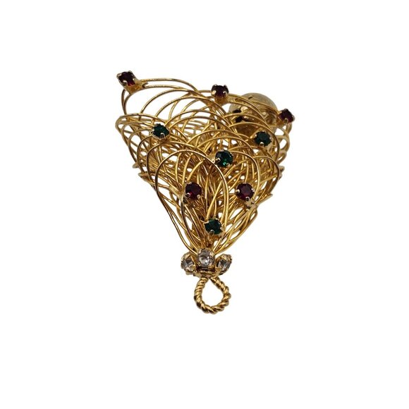 Vtg Unsigned Eisenberg Brooch Wired Christmas Tree Pin Rhinestones 60s Holidays - Picture 14 of 15